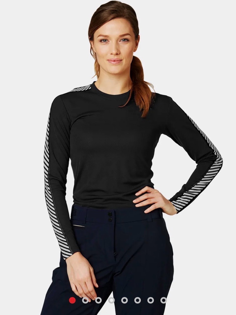 Helly Hansen women’s Black Stripe base layer set.